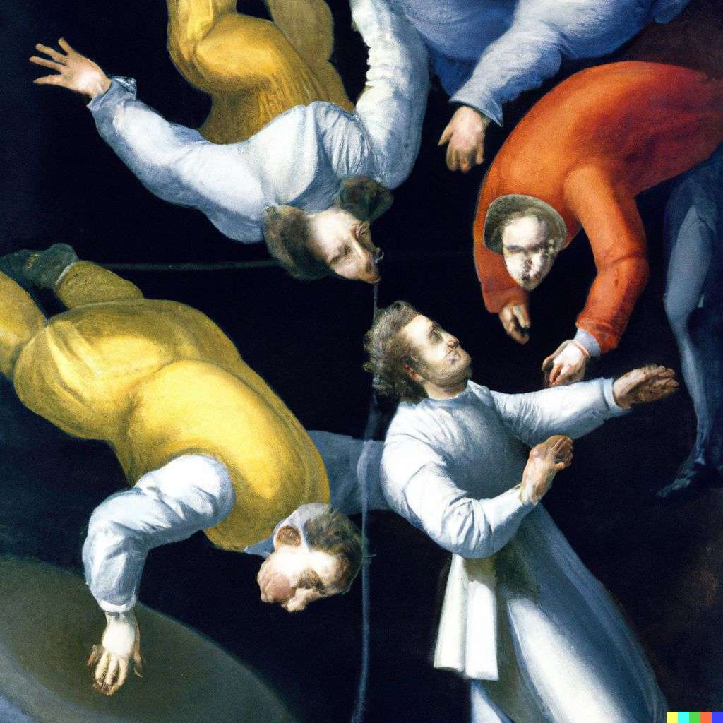 the discovery of gravity, painting from the 18th century